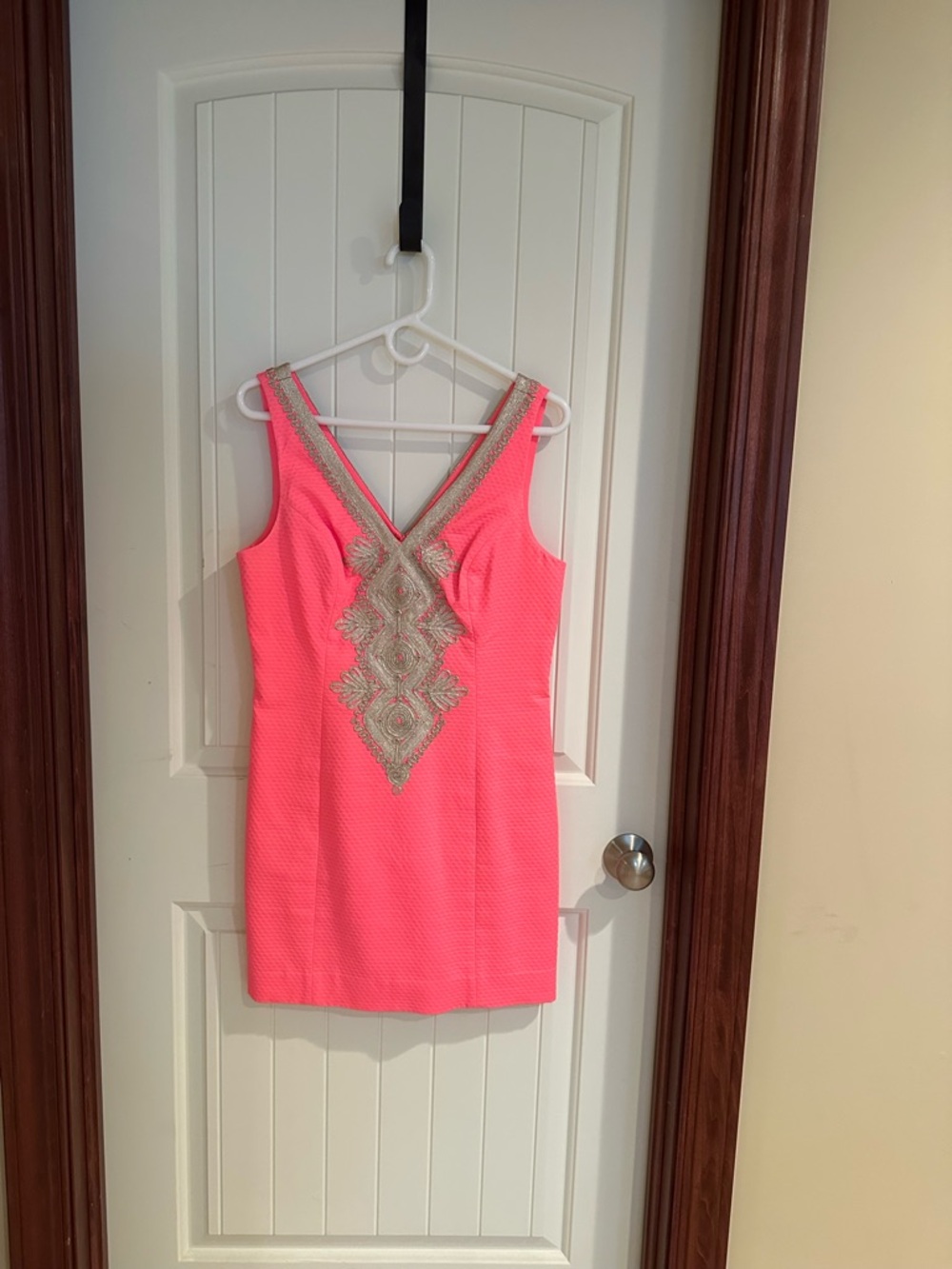 Lilly Pulitzer Neon Pink Sleeveless Beaded Sheath Dress